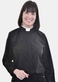 Ladies Black eClergy's Shirt with Roman Collar