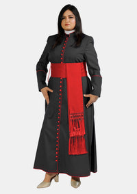 Black Cassock with Red Piping for Female