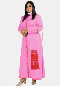 Women’s Pink Cassock With Red Trim