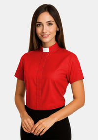 Short Sleeve Tab Collar Clergy Shirt for Women