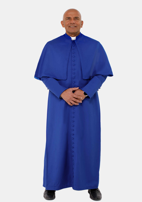 Solomon Royal Blue Roman Cassock with Shoulder Cape for Men