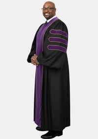Stephen Pulpit Robe for Men Black and Roman Purple