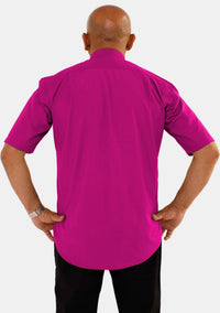 Tab Collar Short Sleeve Red Purple Clergy Shirt for Men