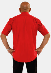 Tab Collar Short Sleeve Red Clergy Shirt for Men