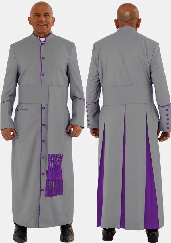 Gray with Roman Purple eClergys Men Robe