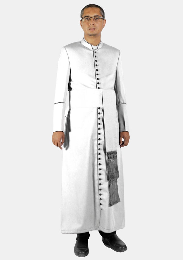 White Cassock with Black Piping for Men