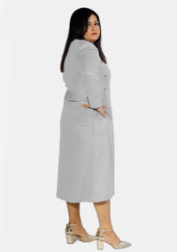 Womens Clergy Dress Gray with Designer Buttons