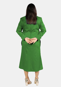 Womens Clergy Dress Green with Designer Buttons