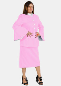 eClergy's Suit Flared Sleeve Pink White