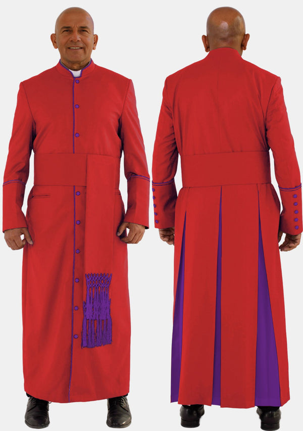 Red with Roman Purple Trim eClergys Robe for Men
