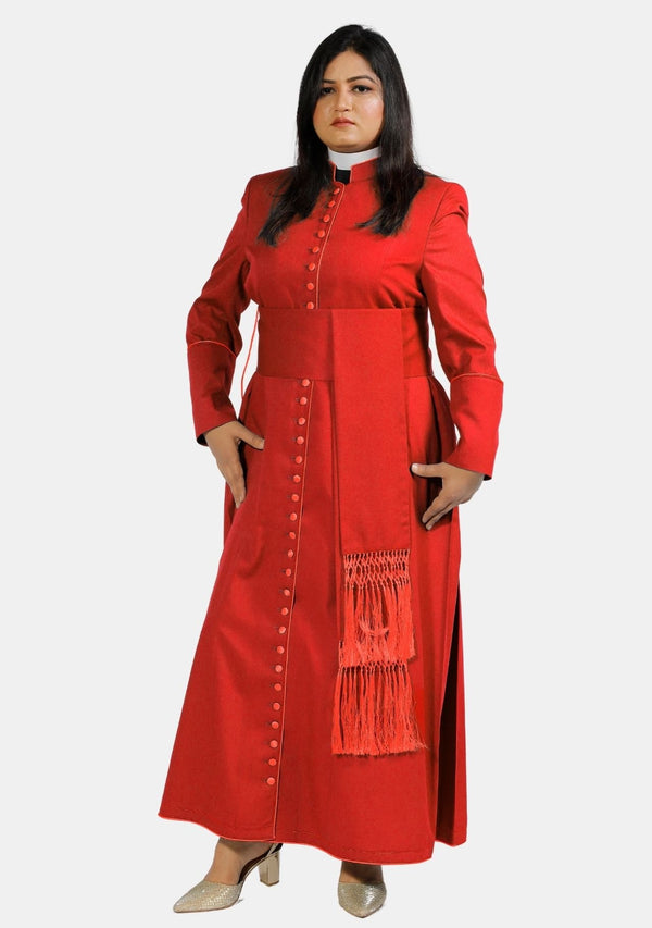 Glorious Glided Cardinal Red Cassock for Women