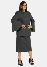 eClergy's Suit Flared Sleeve Black with Contrast Trims