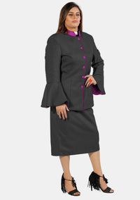 eClergy's Suit Flared Sleeve Black with Contrast Trims