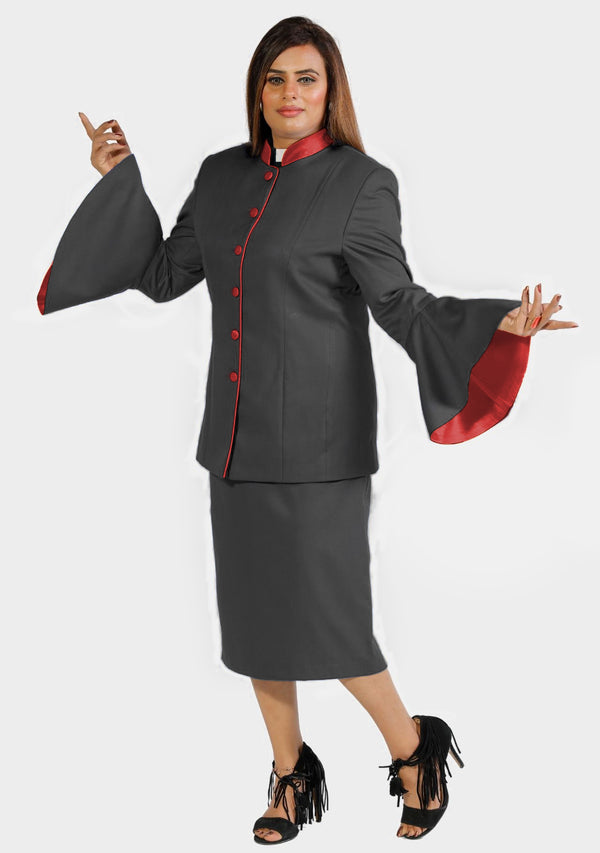 eClergy's Suit Flared Sleeve Black with Contrast Trims