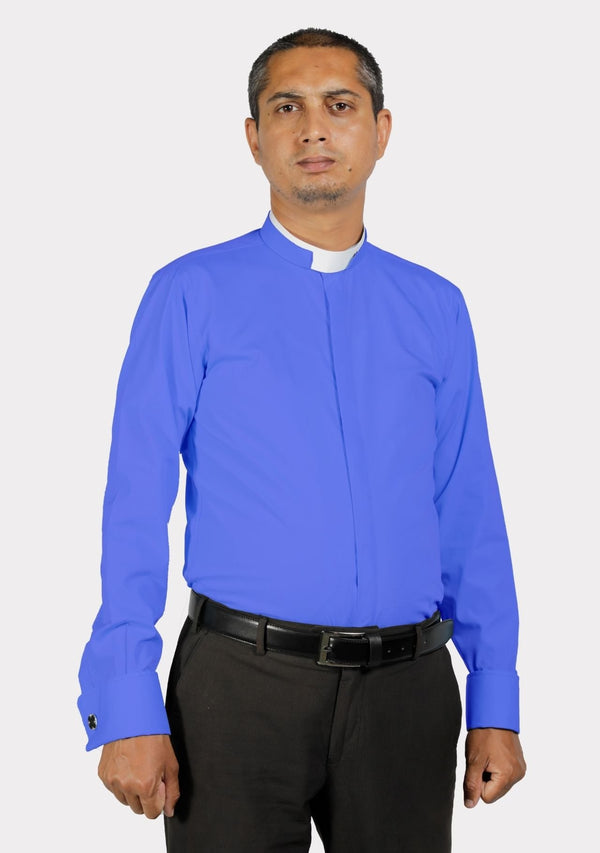 Royal Blue Roman Collar Clergy Shirt