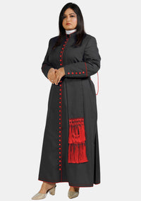 Black Cassock with Red Piping for Female
