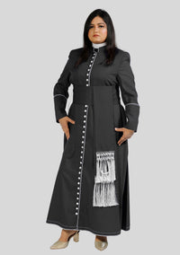 Devotion Black Priest Cassock With White Trim for Women